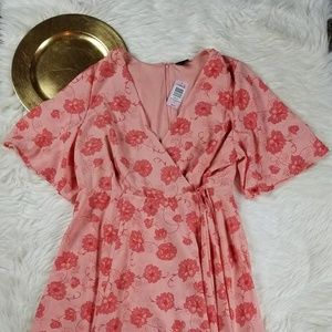 Torrid red floral Georgette wrap dress size 16